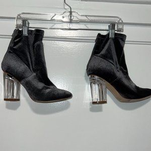 Silver Velvet Ankle Boots